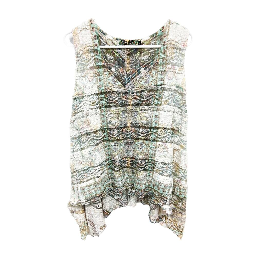 Vintage Womens Origami Lace Sleeveless Tank Top L